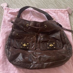 Juicy Couture Brown Leather Satchel Bag with Gold Hardware